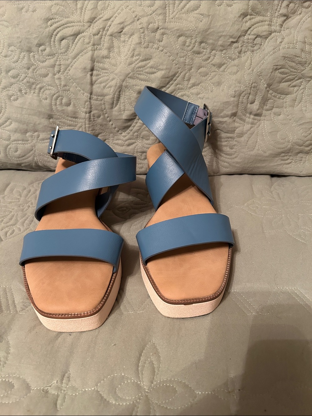 Journee Collection Blue Crisscross Strappy Sandals